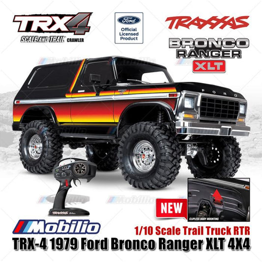 Traxxas TRX-4 1979 Ford Bronco Ranger 4X4 Skala 1/10 Truk Trail TRX4 RC Crawler Petualangan