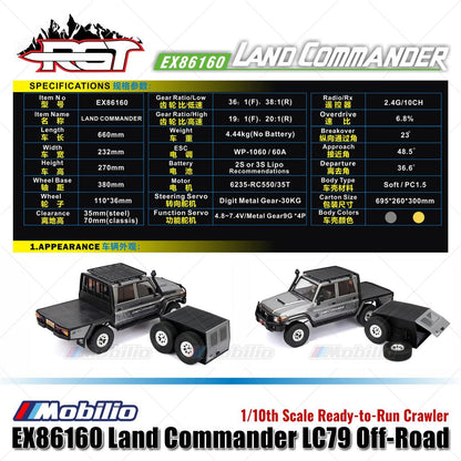 RGT EX86160 Land Commander 1/10 Land Commander LC79 RTR RC Off-Road Crawler Adventure