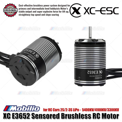 Motor RC Brushless Sensored XC-ESC E3652 2S/2-3S LiPo 5400KV/4100KV/3300KV untuk Mobil RC