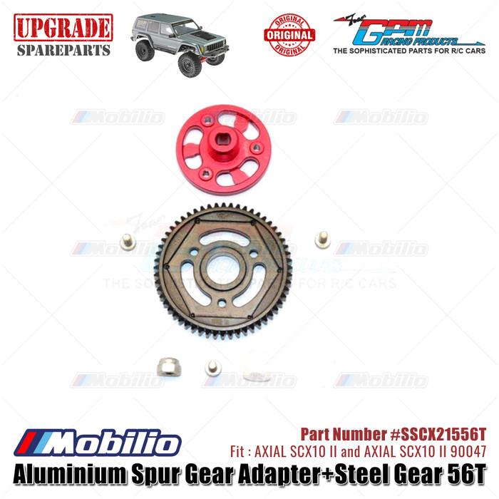 GPM Part #SSCX21556T Aluminium Spur Gear Adapter and Steel Gear 56T RC Upgrade Axial SCX10 II Crawler Adventure