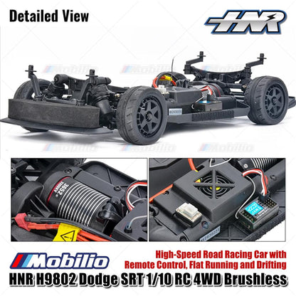 HNR H9802 Panther Dodge SRT 1/10 RC 4WD Brushless High-Speed Road Racing Car with Remote Control Flat Running and Drifting