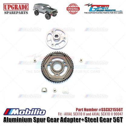 GPM Part #SSCX21556T Aluminium Spur Gear Adapter and Steel Gear 56T RC Upgrade Axial SCX10 II Crawler Adventure
