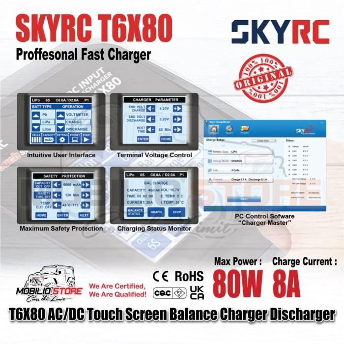 SKYRC T6X80 80W 8A AC/DC LCD Touch Charger Profesional LiPo/LiFe/Lilon