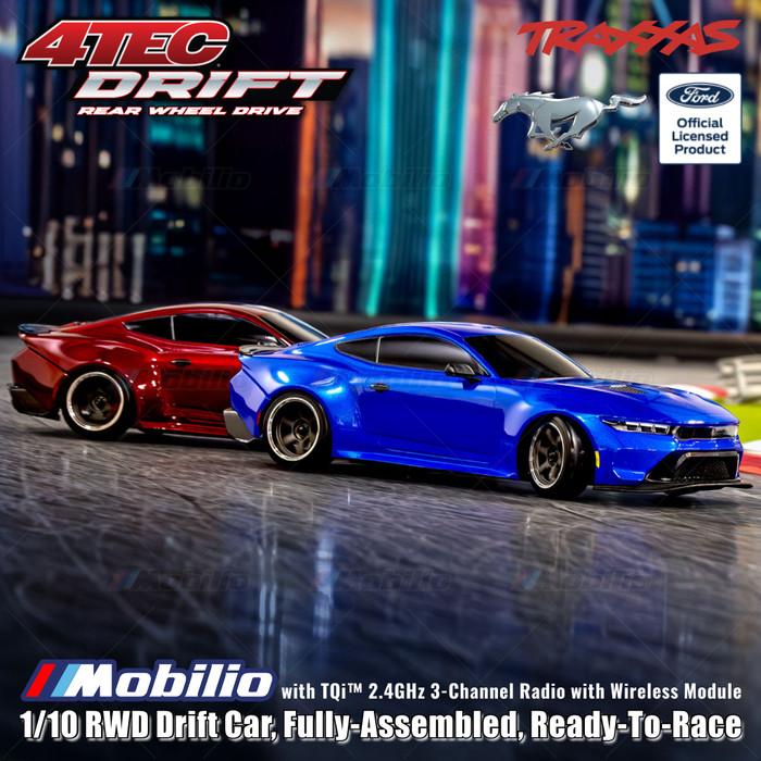 Traxxas 105237-4 Ford Mustang 4-Tec Drift: Mobil Drift RWD 1/10 Tahan Air RTR TSM dengan Modul Nirkabel