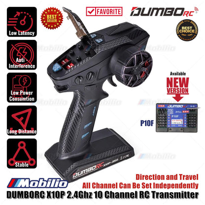 Dumborc X10P-350 10 Channel 2.4GHZ Transmitter with Receiver P10F P10FG P6DC Waterproof Version Available for Remote Control Car Boat Tank All Types of RC Models