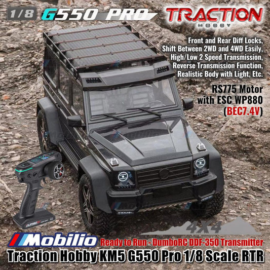 Traction Hobby G550 Pro KM5 Mobil RC Crawler Skala 1/8 Kendali Jarak Jauh Petualangan RTR