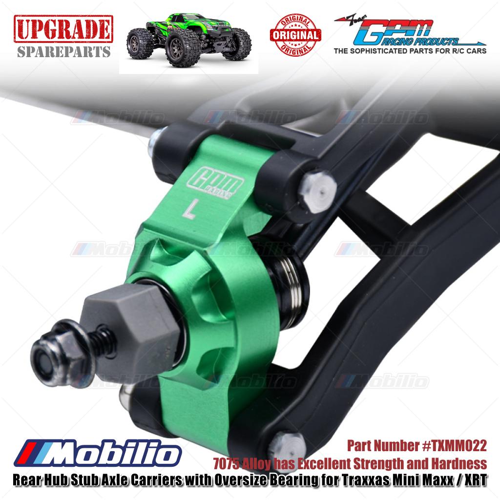 GPM Part #TXMM022 7075 Alloy Rear Hub Stub Axle Carriers with Oversize Bearing for Traxxas Mini Maxx / Mini XRT