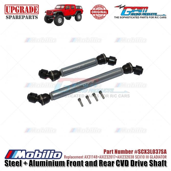 GPM Part #SCX3L037SA Steel & Aluminium Front Rear CVD Drive Shaft Upgrade RC Axial SCX10 III Jeep Gladiator Remote Motor Control Toy