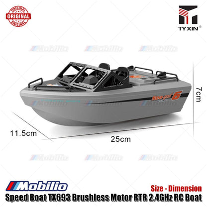 Perahu Cepat TX693 Motor Tanpa Sikat RTR Perahu RC 2.4GHz Skala Simulasi 1:12 Jet Vortex