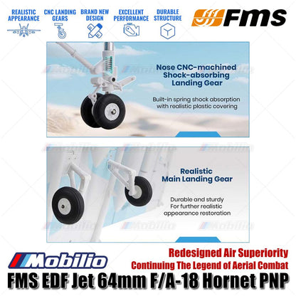 FMS EDF Jet 64mm F/A-18 Hornet PNP Desain Ulang Keunggulan Udara Melanjutkan Legenda Pertempuran Udara Pemodelan Aero