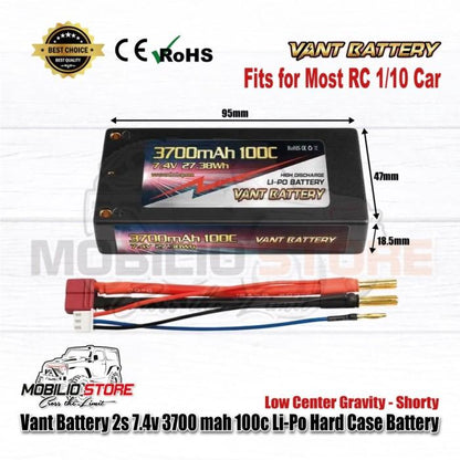Baterai Li-Polimer Vant 2S 7.4V 3700 mAh 100C LCG Pendek