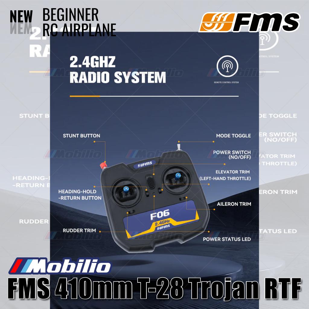 Pesawat RC Mikro FMS 410mm T-28 Trojan RTF Mudah Diterbangkan untuk Pemula