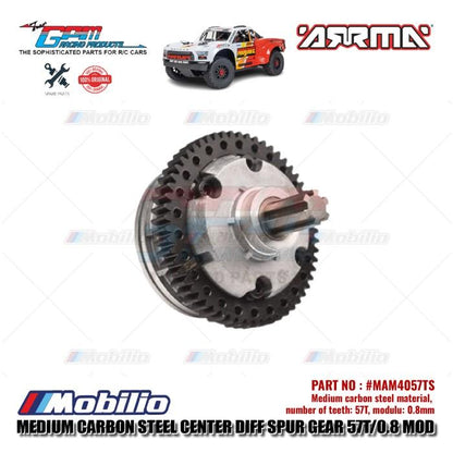 GPM Part #MAM4057TS Medium Carbon Steel Center Differential Spur Gear 57T/0.8 Mod Arrma Mojave 4X4 4S BLX Desert Truck