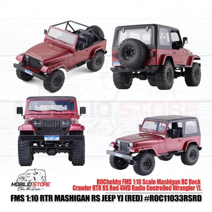 FMS Mashigan RS Jeep Wrangler (YJ) Merah 4WD Skala 1/10 RTR RC Crawler