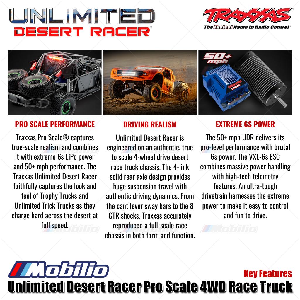 Traxxas 85086-4 UDR Unlimited Desert Racer Pro Scale 4x4 6S RC Short Course Remote Control Tanpa Klip