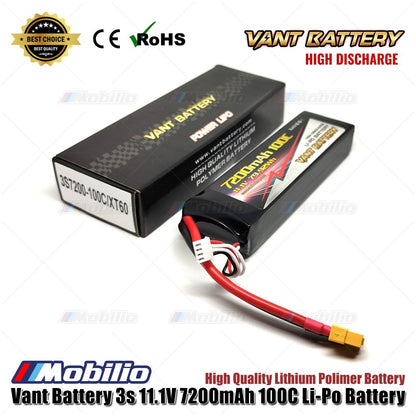 Baterai LiPo Polimer Lithium Vant Battery 11.1V 3S 7200mAh 100C Kotak Lunak RC