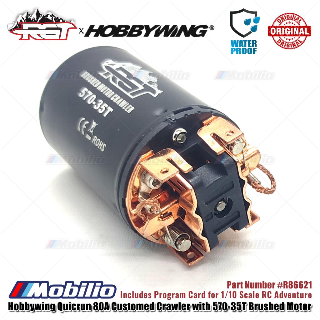 RGT Part #R86621 Hobbywing Quicrun 80A Customed Crawler Power KIT dengan Kombo Motor Brushed 570-35T RC Elektronik 1/10 Petualangan