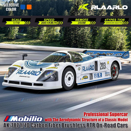 Rlaarlo AK-787 Mobil Supercar Profesional Serat Karbon Tanpa Sikat RTR 2.4GHz Mobil On-Road Kendali Jarak Jauh