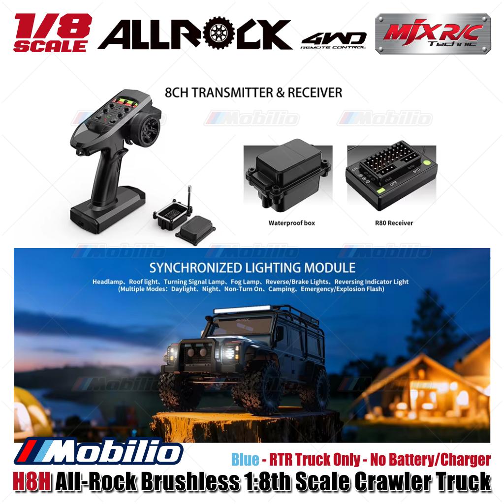 MJX H8H All-Rock Brushless 1:8th Scale Crawler Truck AllRock 4WD Biru RTR