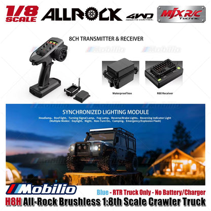 MJX H8H All-Rock Brushless 1:8th Scale Crawler Truck AllRock 4WD Biru RTR
