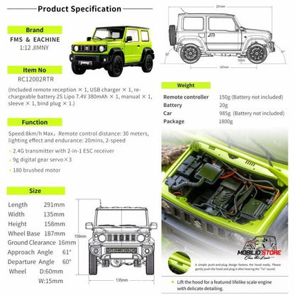 Model Super Realistis FMS RC 1/12 Jimny Sierra Berlisensi Suzuki