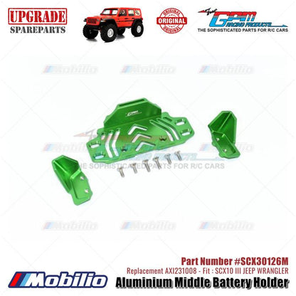 GPM Part #SCX30126M Aluminium Middle Battery Holder Upgrade Axial SCX10 III Jeep Wrangler AXI231008 Replacement