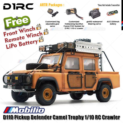 D1RC D110 Pickup Defender Camel Trophy 1/10 Scale 334mm Wheelbase RC Crawler Car Adventure
