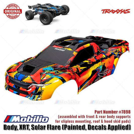 Traxxas Part #7898 Body XRT Solar Flare Painted Decals Applied Assembled with Front & Rear Body Supports