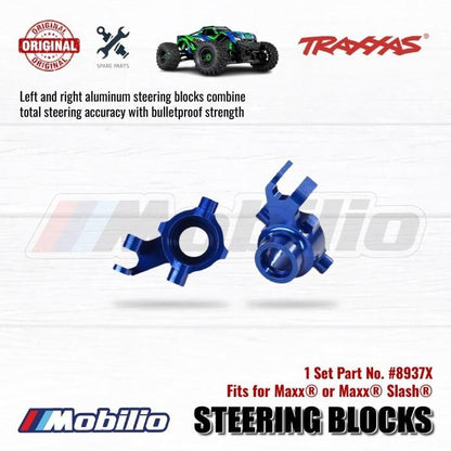 Traxxas Part #8937X Steering Blocks Blue-anodized Left & Right for RC Slash Maxx Truck