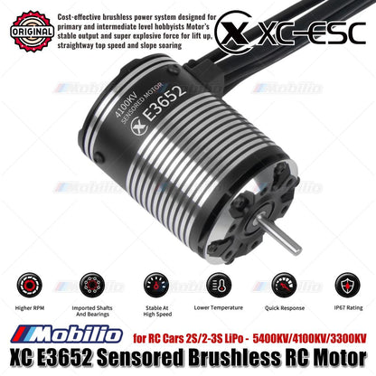 Motor RC Brushless Sensored XC-ESC E3652 2S/2-3S LiPo 5400KV/4100KV/3300KV untuk Mobil RC
