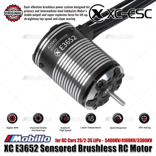 Motor RC Brushless Sensored XC-ESC E3652 2S/2-3S LiPo 5400KV/4100KV/3300KV untuk Mobil RC