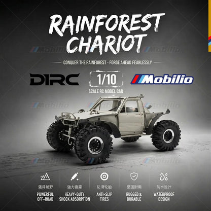 D1RC x RCRFC Ti-Fury RTR R1 Kompetisi Kelas 1/10 Extreme Crawler (Tidak Berwarna + Titanium Mentah) Rainforest Chariot Sudah Terpasang