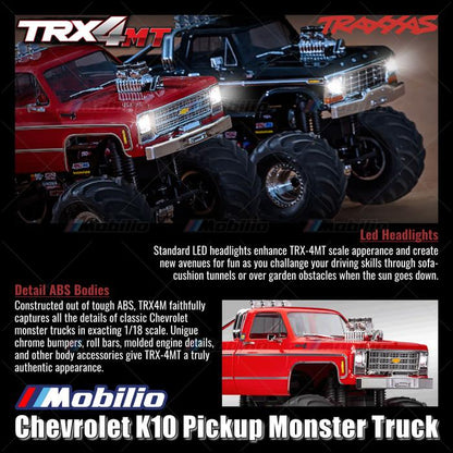 Traxxas 98064-1 TRX-4MT Chevrolet K10 Pickup Monster Truck Bigfoot Skala 1/18 4X4 RTR Rakitan Lengkap Tahan Air TRX4MT Tanpa Klip