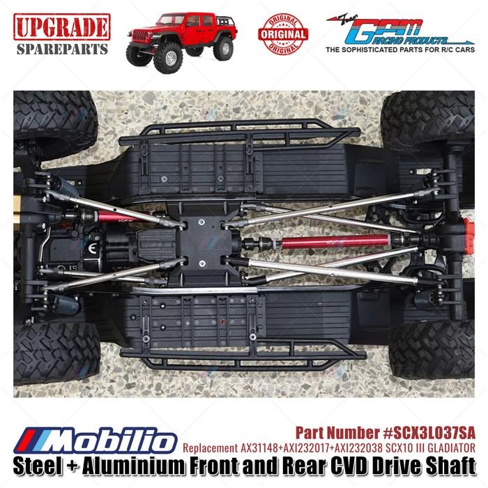 GPM Part #SCX3L037SA Steel & Aluminium Front Rear CVD Drive Shaft Upgrade RC Axial SCX10 III Jeep Gladiator Remote Motor Control Toy