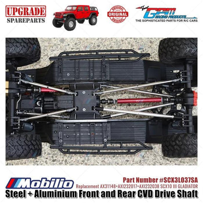 GPM Part #SCX3L037SA Steel & Aluminium Front Rear CVD Drive Shaft Upgrade RC Axial SCX10 III Jeep Gladiator Remote Motor Control Toy