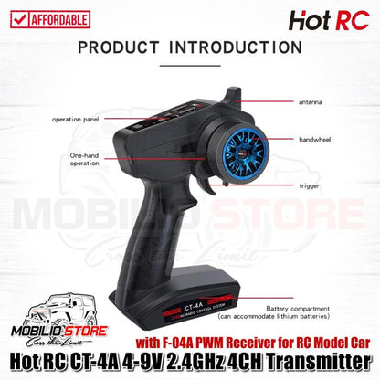 HotRC CT-4A 4-9V 2.4GHz 4CH Transmitter with F-04A PWM Receiver RC