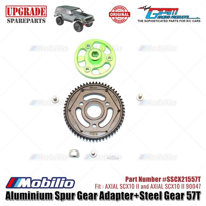 GPM Part #SSCX21557T Aluminium Spur Gear Adapter and Steel Gear 57T RC Upgrade Axial SCX10 II Crawler Adventure