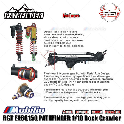 RGT EX86150 PATHFINDER 1/10 Jarak Sumbu Roda Panjang 355mm RC Adventure Crawler RTR