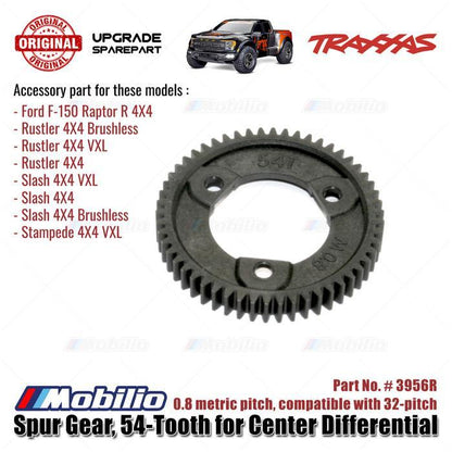 Traxxas Part #3956R Spur Gear 54T Compatible with 32P for Center Differential Raptor-R Slash Rustler Stampede
