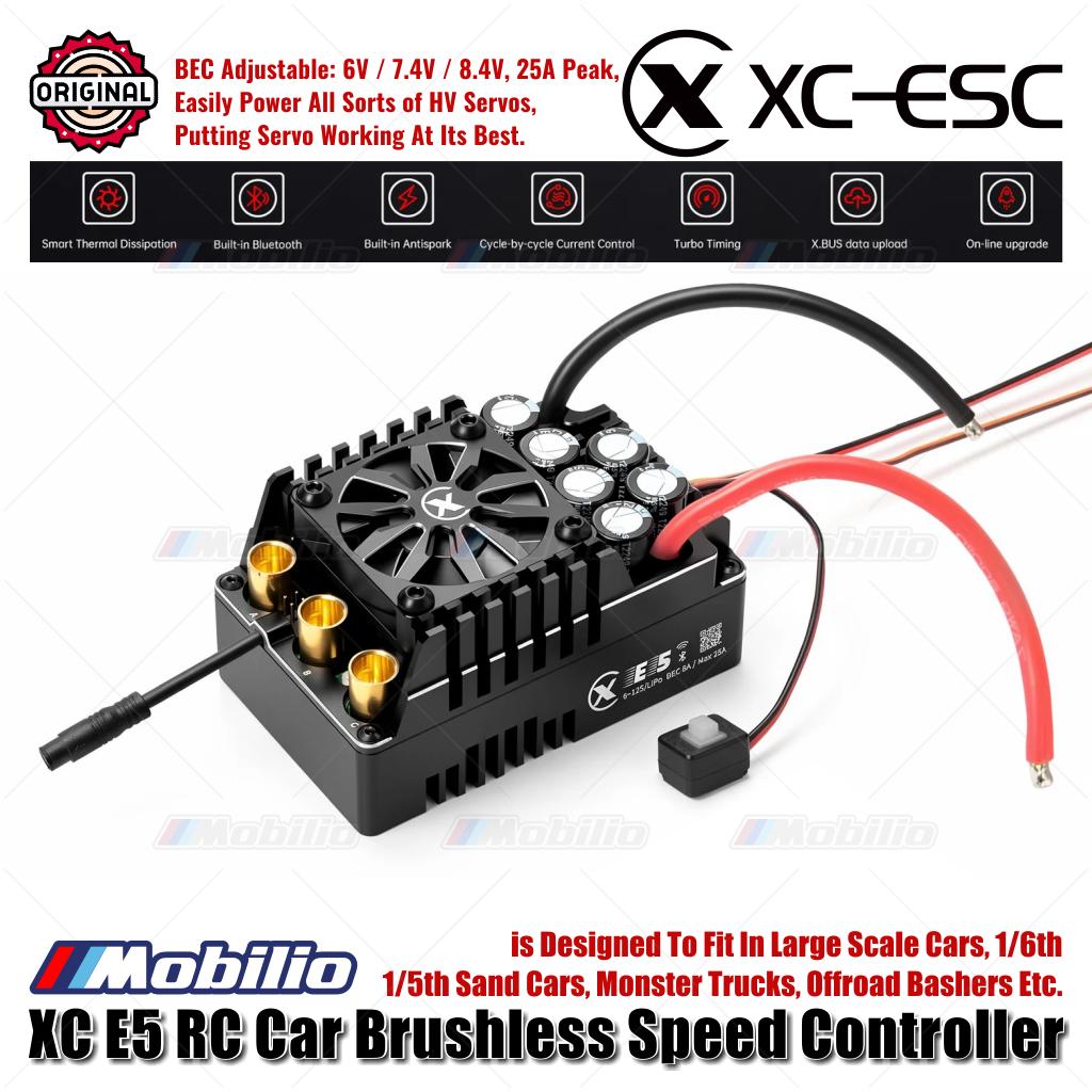 XC-ESC E5 ESC Tanpa Sikat Terdeteksi untuk Mobil RC LiPo 6-12S 200A Kontinu BEC 8A 25A Puncak