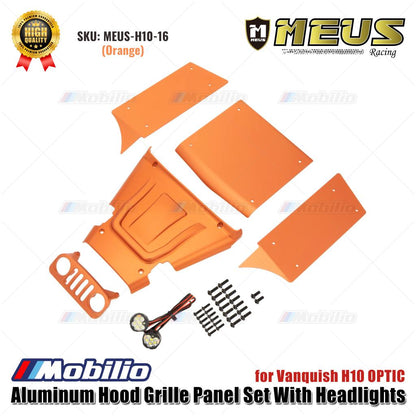 Set Panel Kisi Kap Aluminium Balap MEUS Dengan Lampu Depan Untuk Vanquish H10 OPTIC