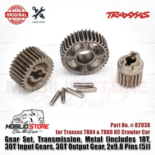 Traxxas Part #8293X Set Gigi Logam Transmisi 18T 30T 36T dengan Pin untuk TRX4 TRX6