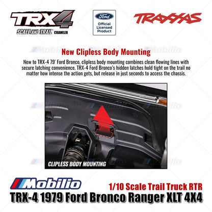 Traxxas 82246-4 TRX-4 1979 Ford Bronco Ranger 4X4 1/10 Scale Trail Truck TRX4 RC Crawler Adventure Clipless