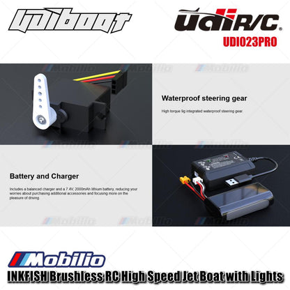 UDIR/C UDI023PRO INKFISH Brushless RC High Speed Jet Boat with Lights