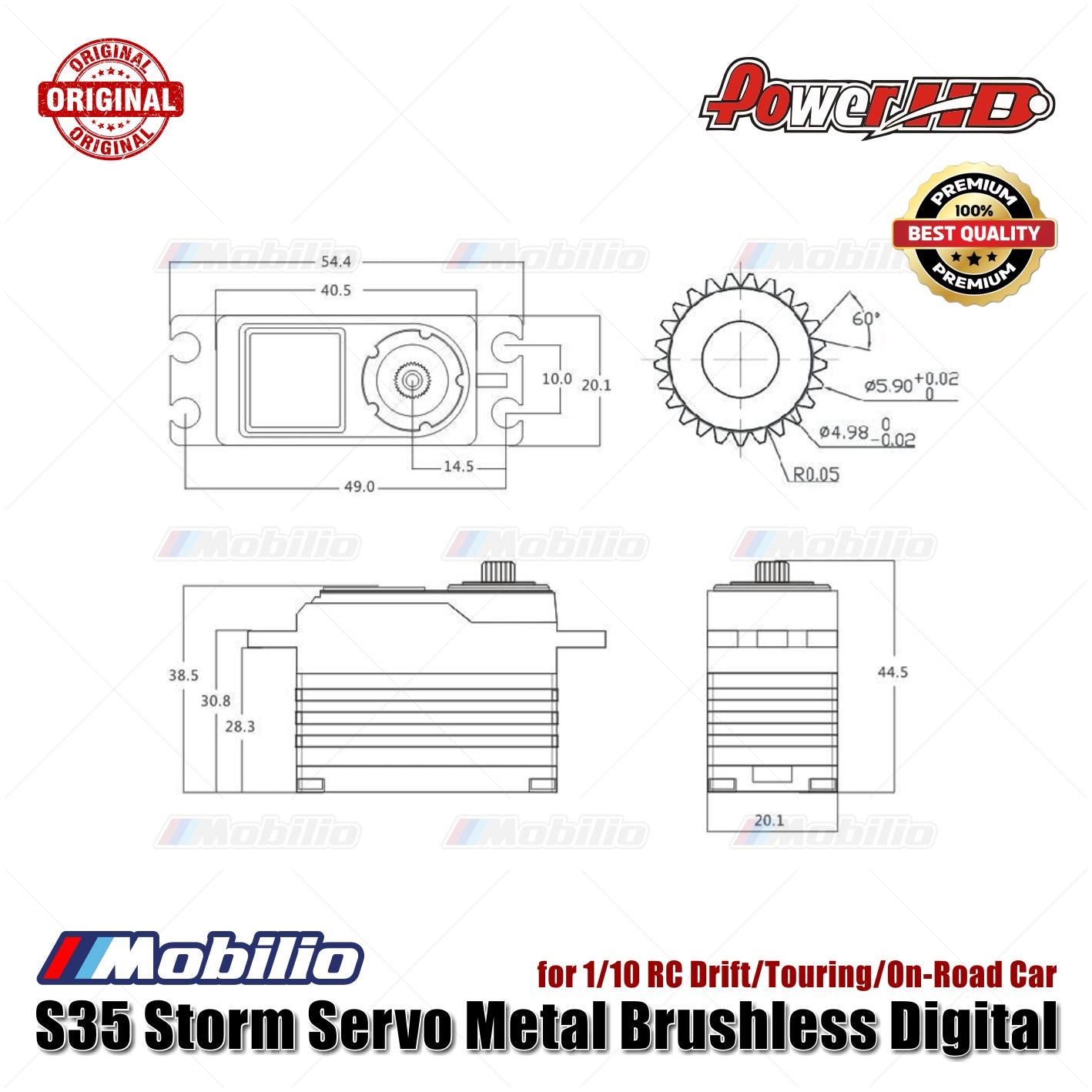 Power HD S35 Storm Servo Metal Brushless Digital for 1/10 RC Drift Touring On-Road Car