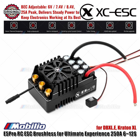 ESC Sensor Tanpa Sikat XC-ESC E5 PRO untuk Mobil RC LiPo 6-12S 250A Berkelanjutan BEC 8A Puncak 25A