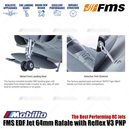 Jet FMS EDF 64mm Rafale dengan Reflex V3 PNP, Jet RC Berperforma Terbaik untuk Aero Modelling