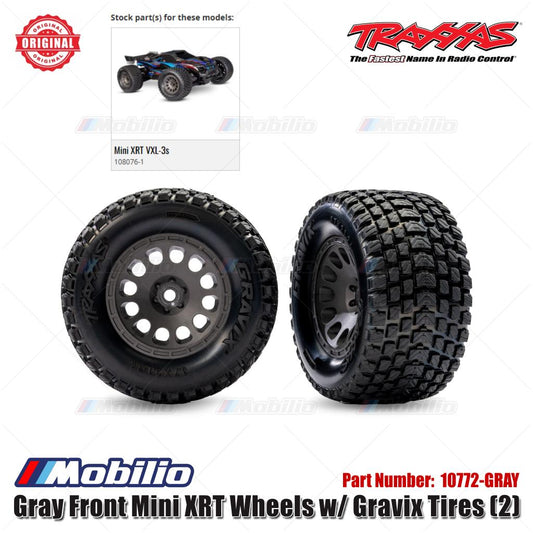 Traxxas Part #10772-GRAY Gray Front Mini XRT Wheels w/ Gravix Tires (2)