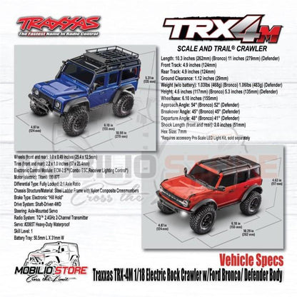 Traxxas 97054-1 TRX-4M 1/18 Mini Crawler Elektrik dengan Bodi Land Rover Defender Tanpa Klip
