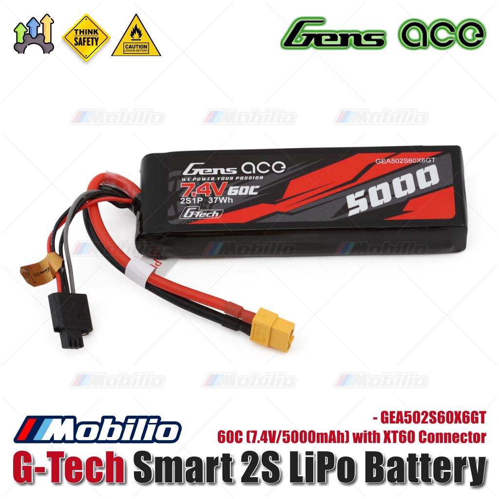 Gens Ace G-Tech Smart 2S LiPo Battery 60C (7.4V/5000mAh) with XT60 Connector - GEA502S60X6GT